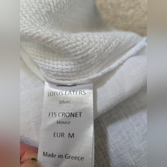 LOTUS EATERS 100% Linen Relaxed Fit Short Sleeve Top. Size Medium - Picture 7 of 11